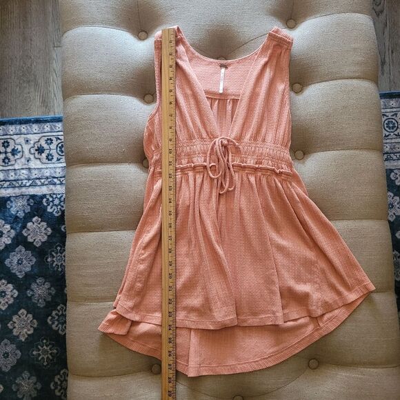 Free People Beach Bound Plunging Tank Top Tie Front Sleeveles Ribbed Womens M - Picture 8 of 8